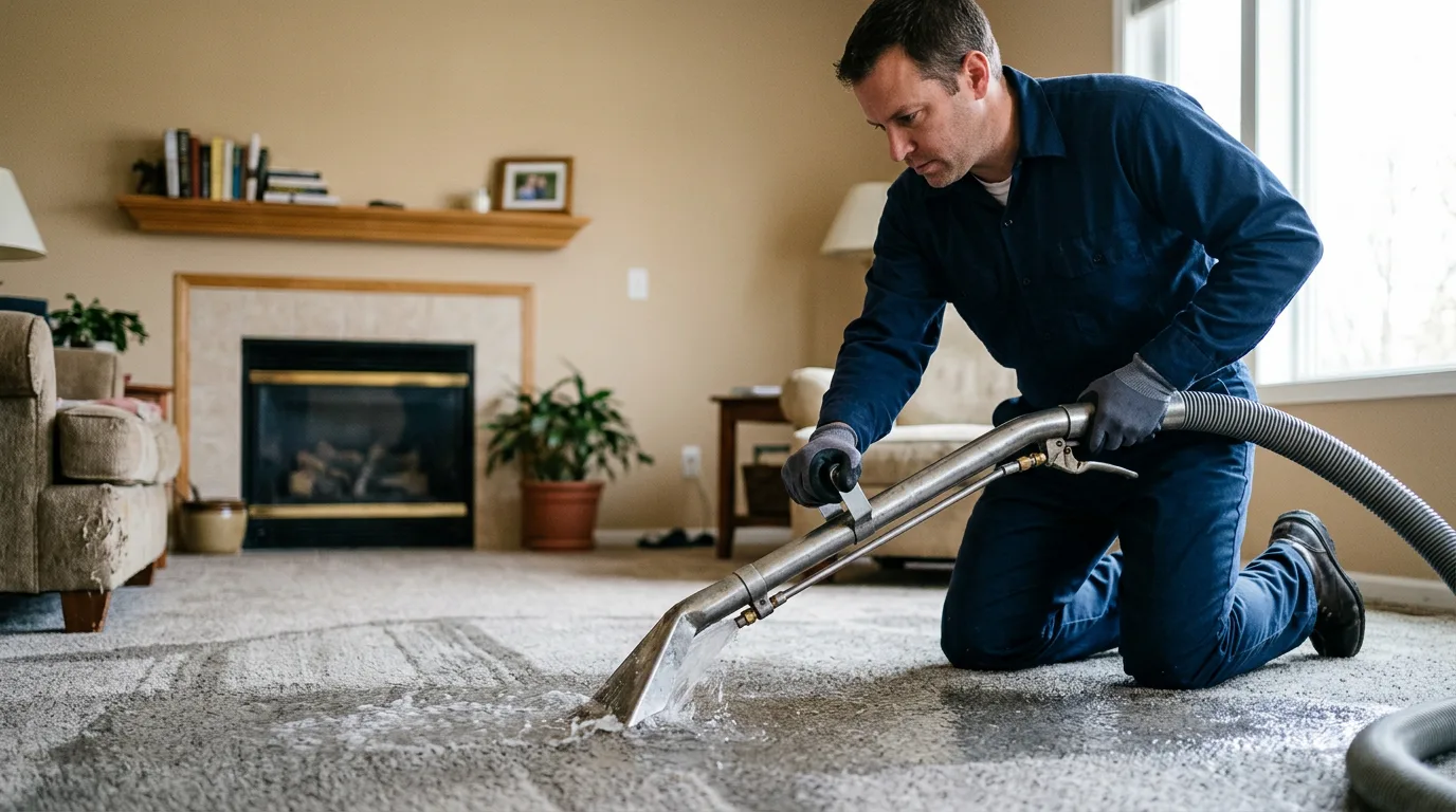 Water damage restoration technician working near Raymore, MO